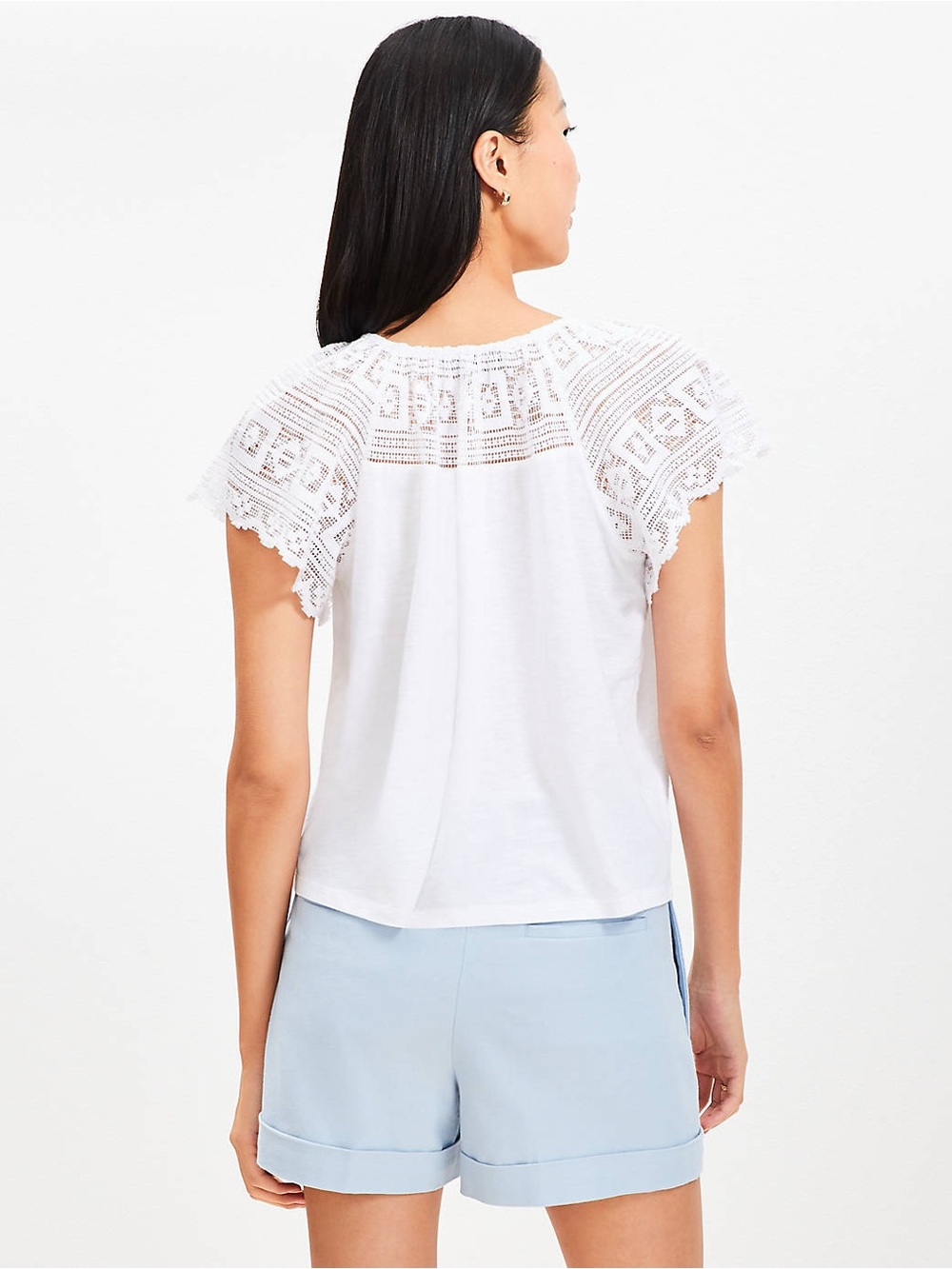 Lace Flutter Button Top - Picture 3 of 5